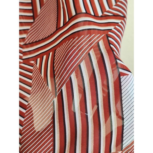 Mine  women's‎ Rust Orange White Sheer Geometric Top TANK Top Sleeveless size L - Picture 8 of 8